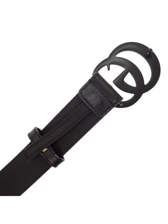 Gucci GG Marmont Slim Monochrome 75 Belt Leather Black